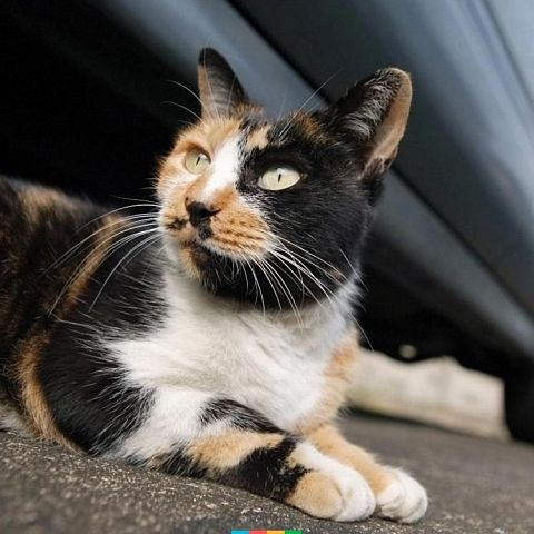 Трехцветная кошка американской жесткошерстной породы